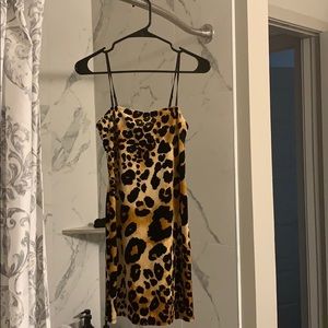 Suede Cheetah Print Mini Dress